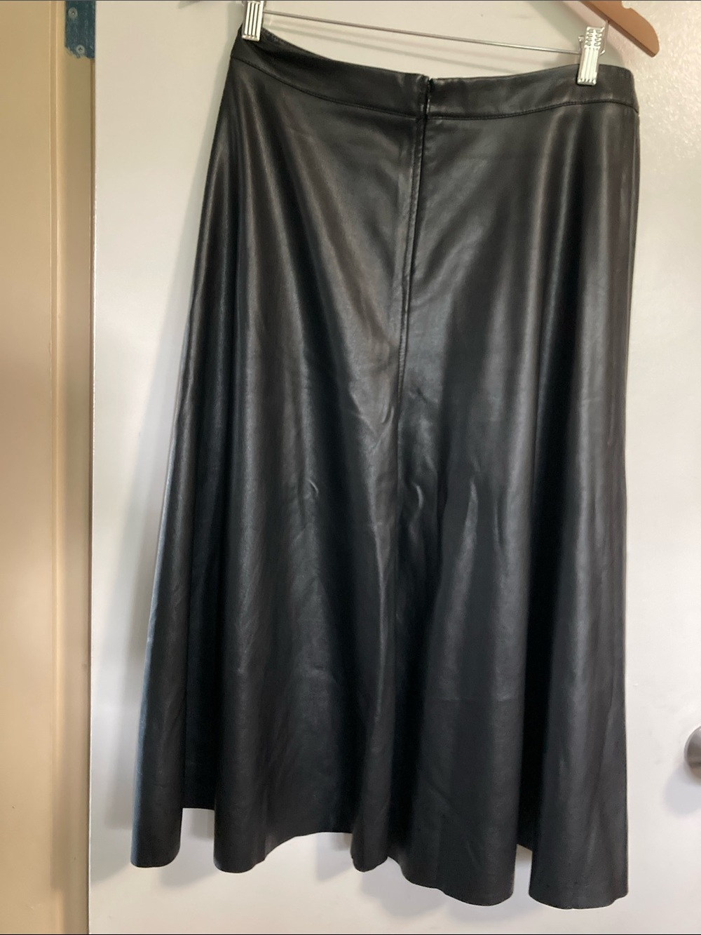 Banana Republic Faux Leather Skirt MIDI Black 10 - Picture 6 of 7